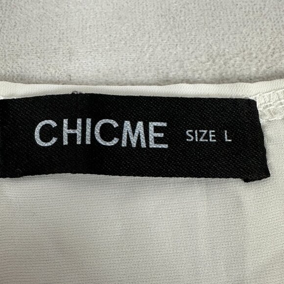 ChicMe White Long Sleeve Blouse With Lace Trim & Button Closure Size L - Picture 5 of 7